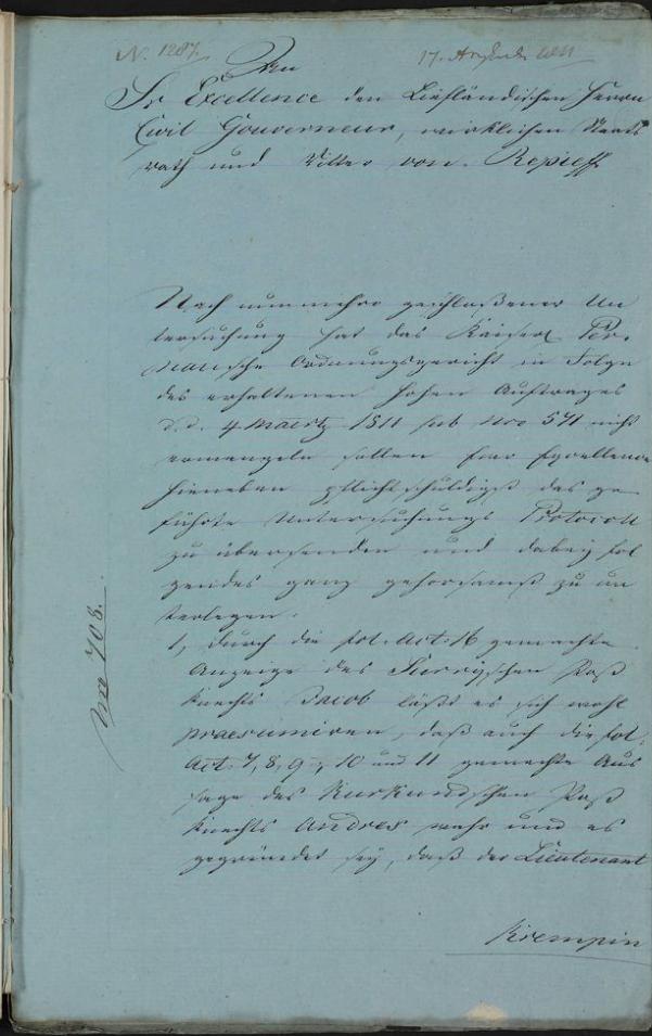 Пример транскрипции: рукописный документ от 17 апреля 1811 года Немецкий рукописный документ от 17 апреля 1811 года — образец для транскрипции